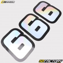 Aufkleber Nummer 6 Doppler holografisch 12 cm (3er-Set)