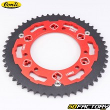 Krone 53 Zähne Aluminium/Stahl 420 Derbi,  Rieju,  Yamaha,  Peugeot... Conti CHR Bi-Material rot