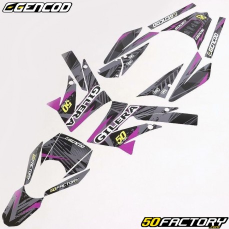 Kit grafiche adesivi Derbi DRD, Gilera SMT,  RCR (2011 - 2017) Gencod Evo II viola (scrittura Gilera)