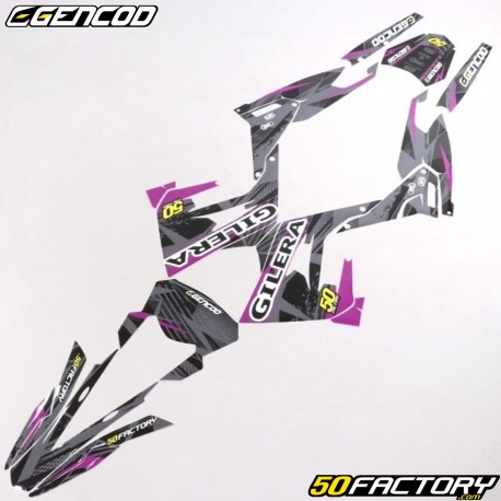 Kit decorativo Derbi Senda,  Gilera SMT,  RCR (Desde 2018) Gencod Evo II morado (escritura Gilera)
