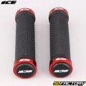 Manoplas para bicicleta BMX ICE Diamond Lock-On pretas e vermelhas