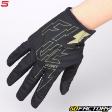 Luvas cross Five MXF4 Thunderparafusos pretos e dourados
