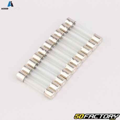 Fusibles de vidrio redondos Acsud Industry de 8 A y Ø6 mm (paquete de 10)