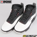 Zapatos de moto Ipone Zapatillas blancas y negras KT01-S