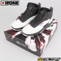 Zapatos de moto Ipone Zapatillas blancas y negras KT01-S
